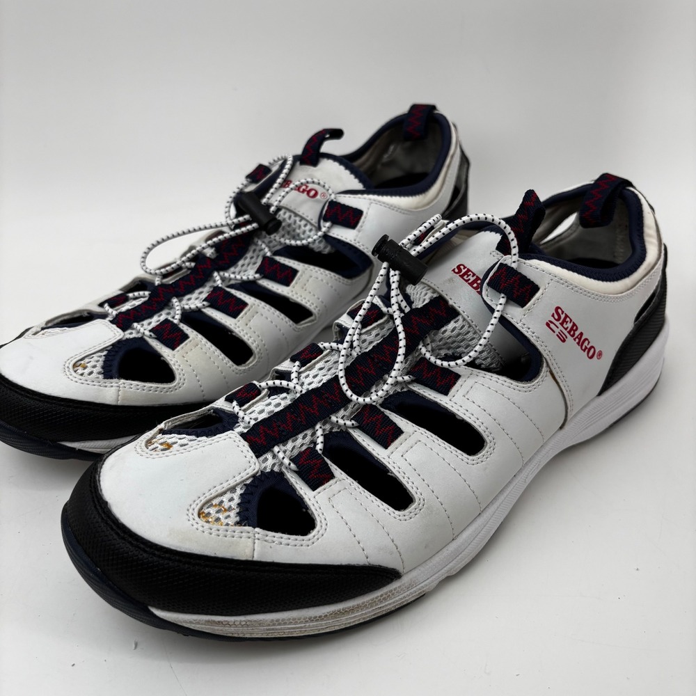 Sebago Mens Cyphon Sea Sport White Black Water Boat Shoes B821003 Size 11.5